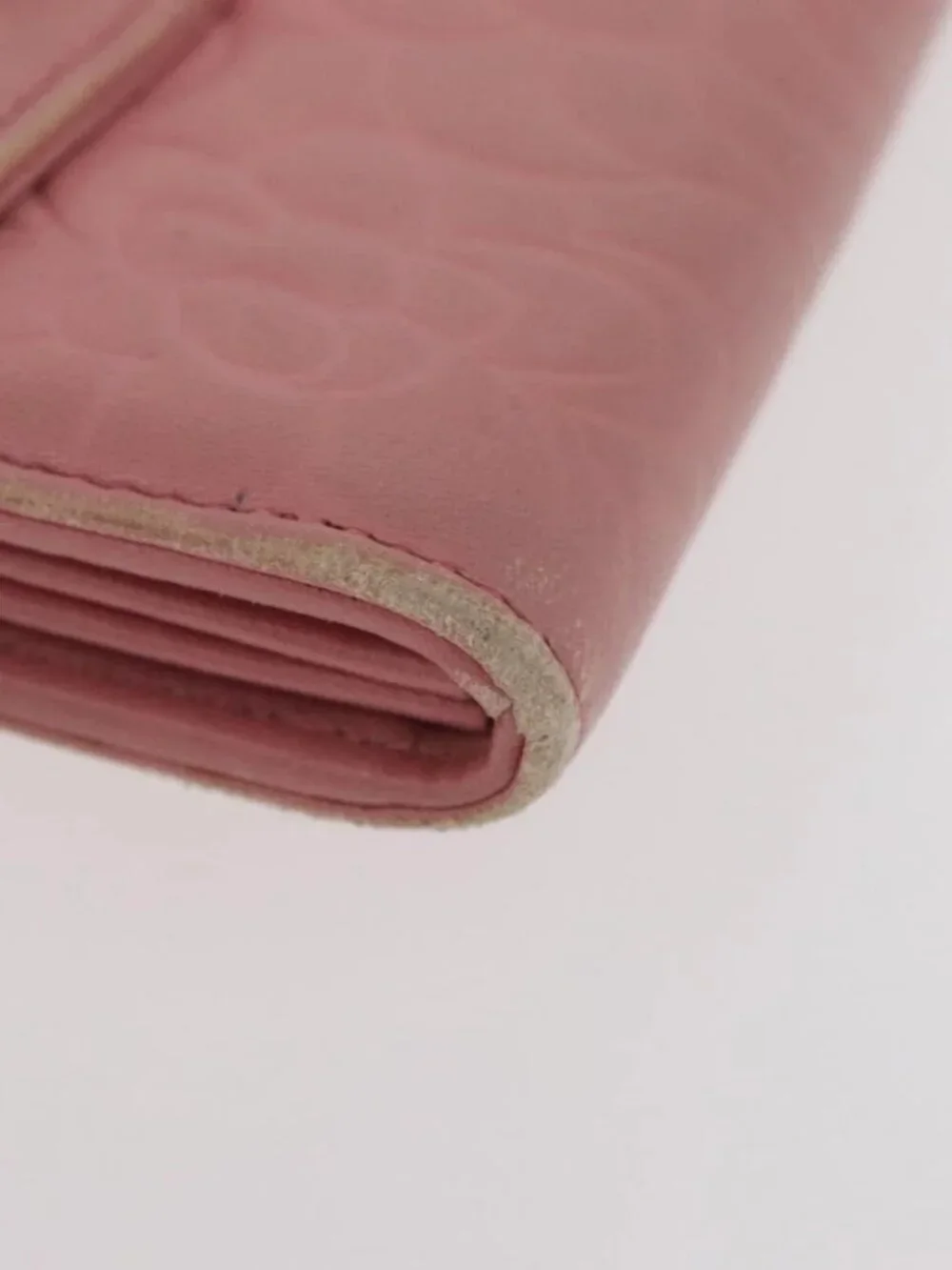 CHANEL Camelia Long Wallet Lamb Skin Pink CC Auth YKZ410